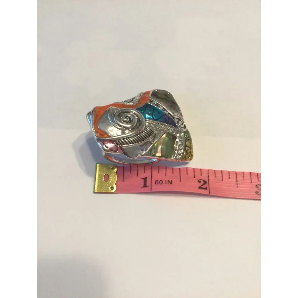 Metal Scarf Holder Patchwork Stone Faux Diamond Indie Boho Silver Teal 90s 2